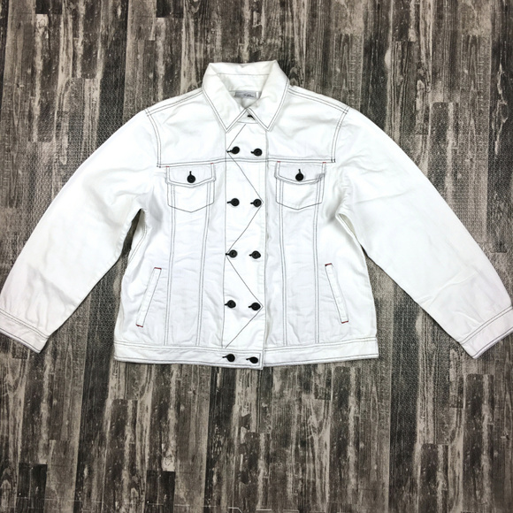 Chico's Jackets & Blazers - Chico's White Denim Stretch Jean Jacket Sz 3/XL